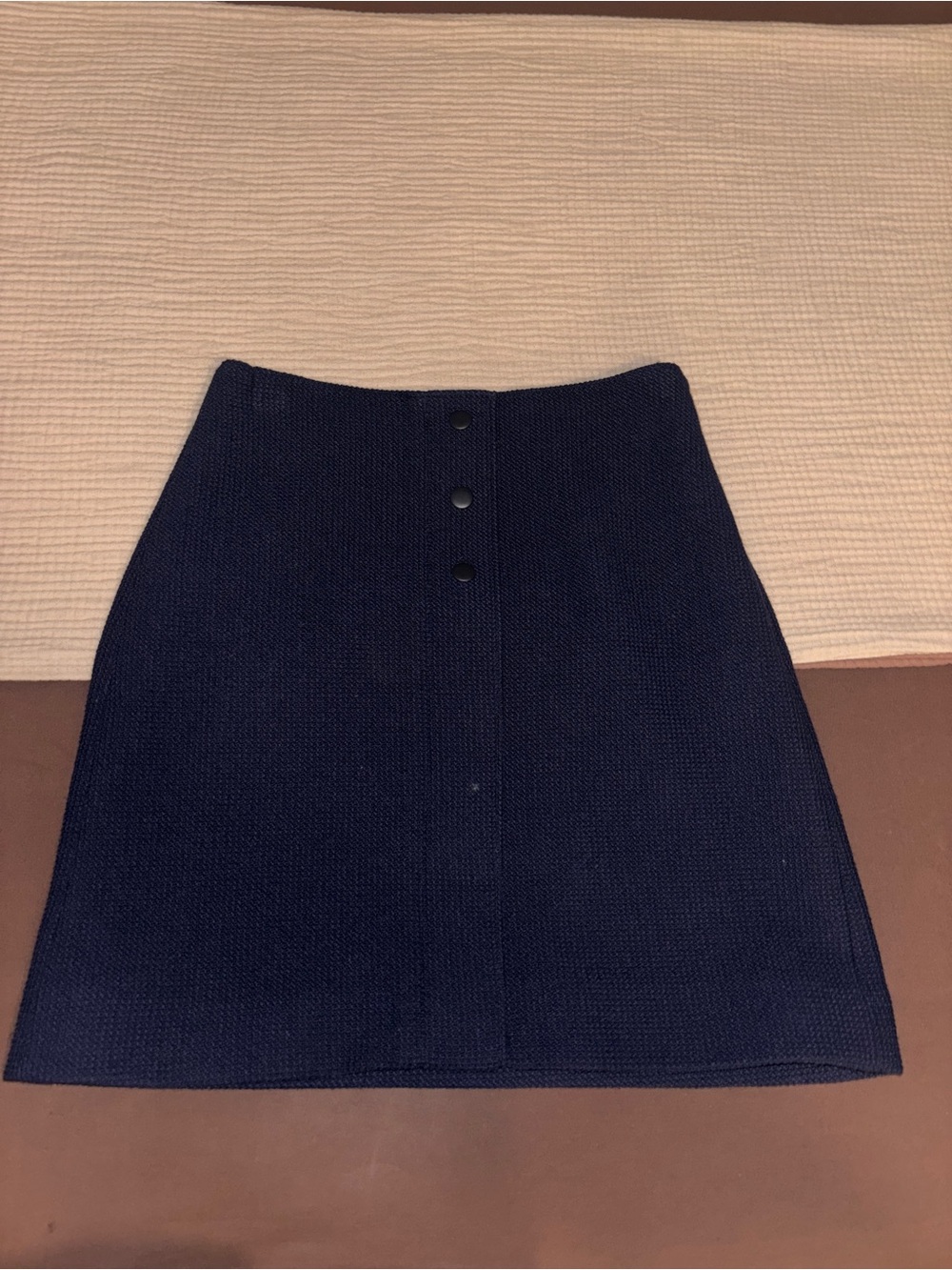 Club Monaco Dark Navy Textured Button-Front Mini Skirt